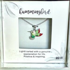 Hummingbird Multicolor Bird Pendant Necklace